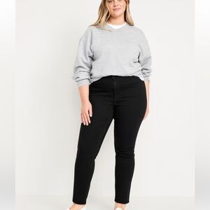 OLD NAVY Short Black Denim High-Waisted Wow Slim Straight Jeans Size 30 NEW